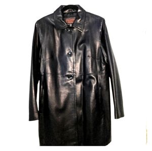 Black leather long line blazer from Siena
